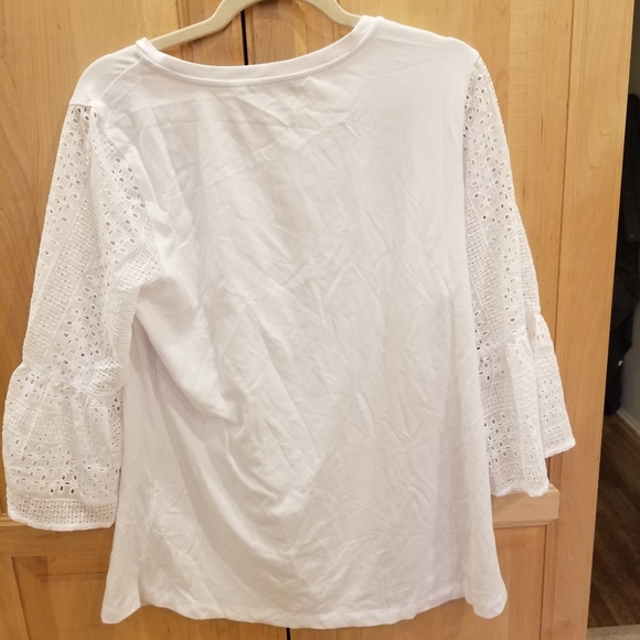 Isaac Mizrahi Elbow Sleeve Knit-to-Woven Tunic M - Picture 3 of 7